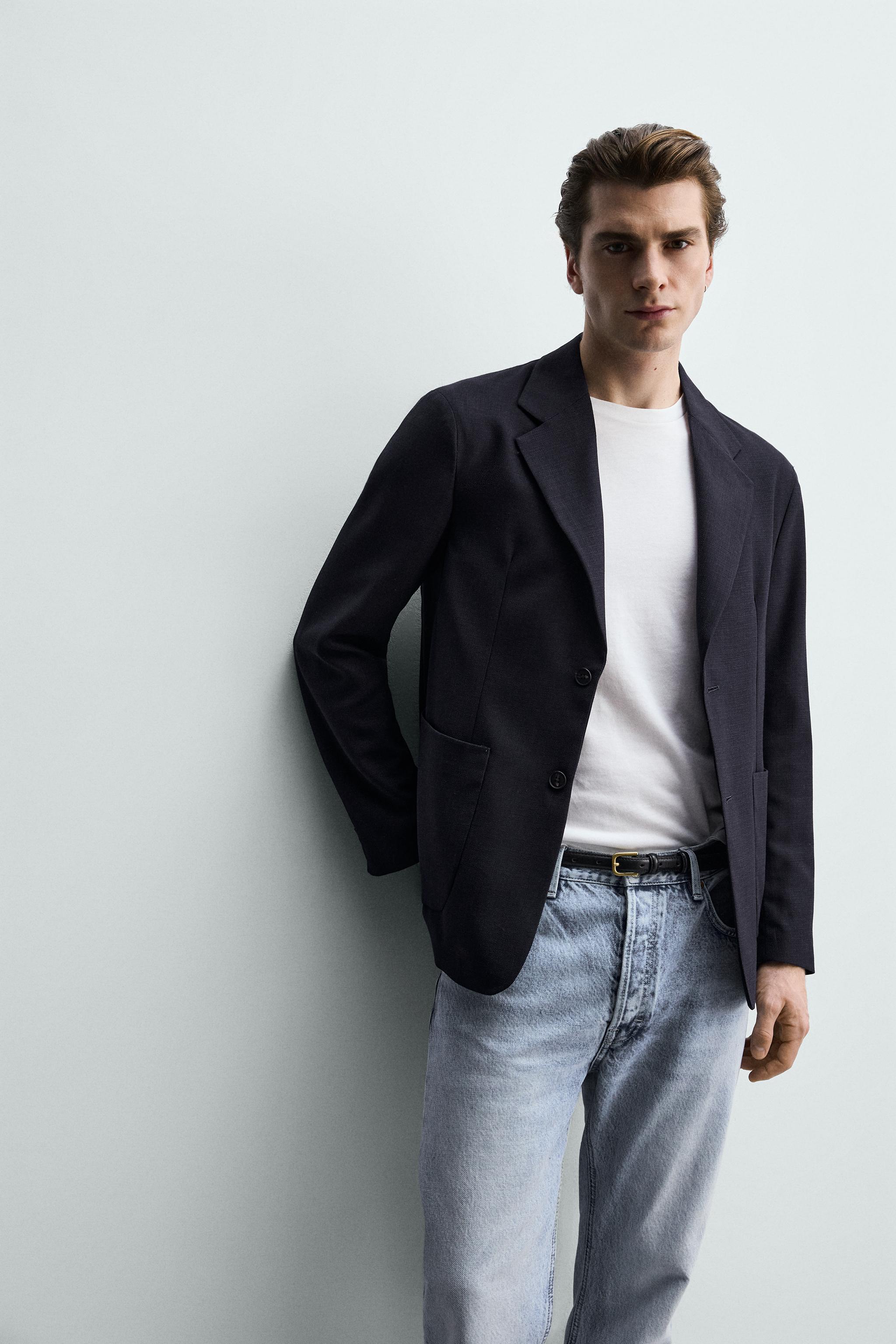 RELAXED FIT TEXTURED BLAZER