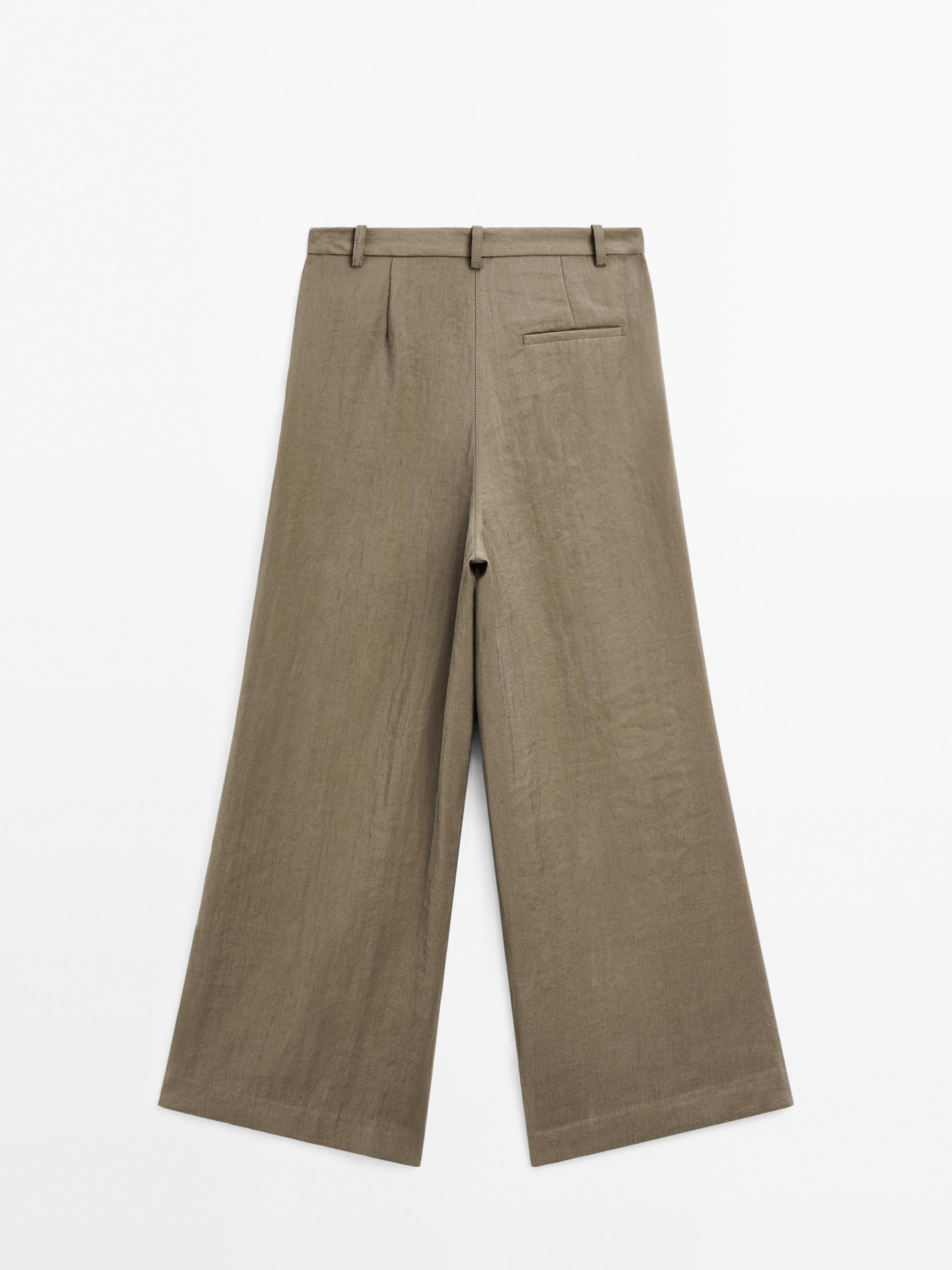 Wide-leg cropped trousers with darts