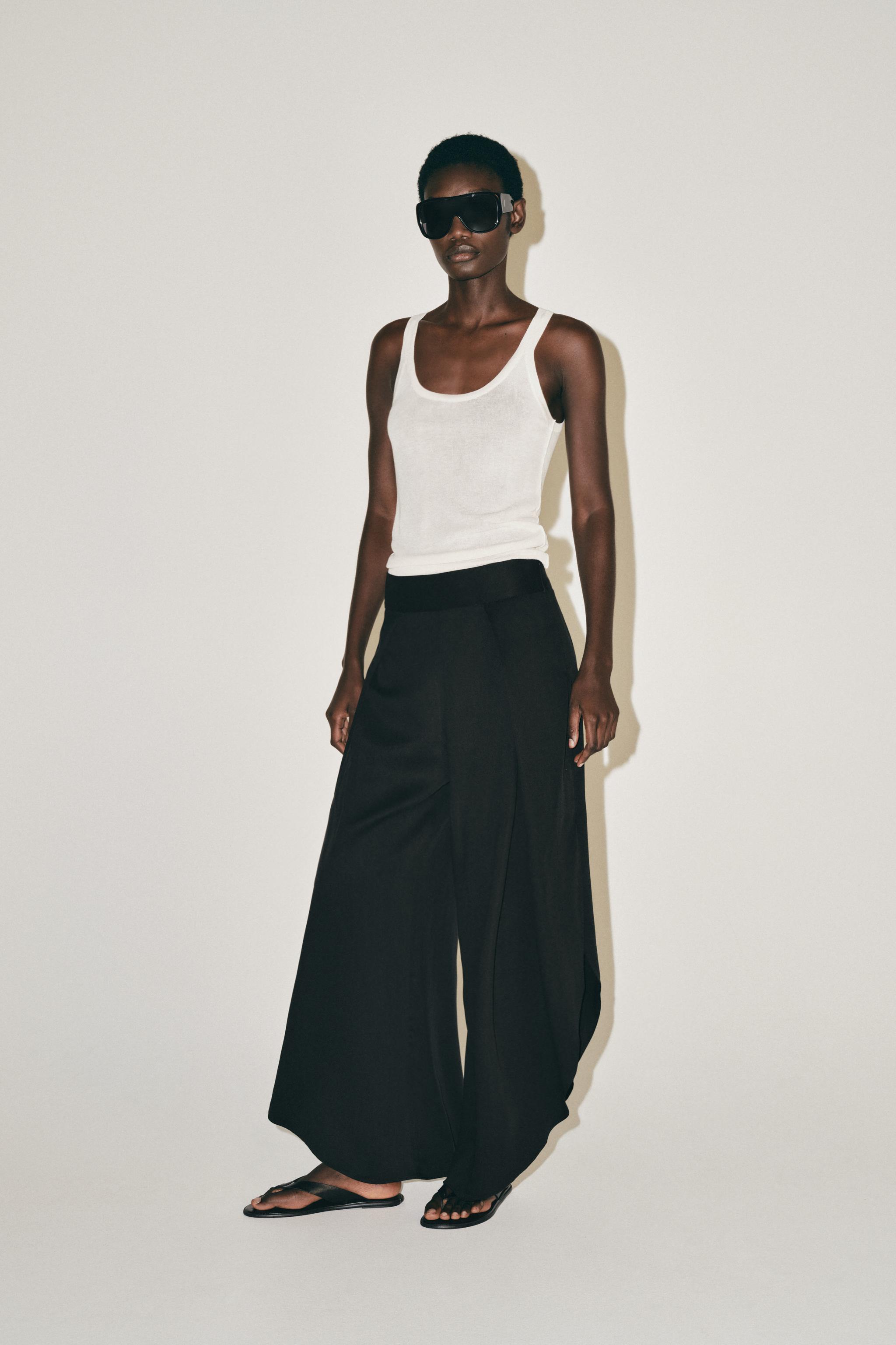ZW COLLECTION FLOWY VENTED TROUSERS — Black
