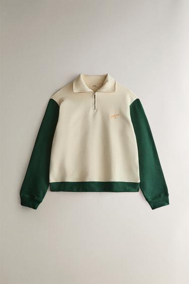 Zaras GOLF CLUB SWEATSHIRT - Naturfärg/grön