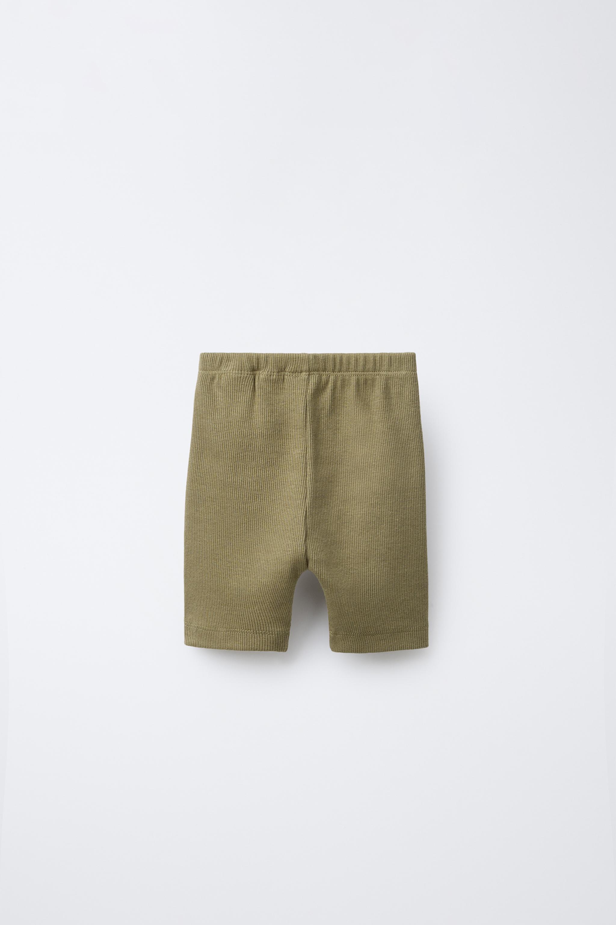 LEGGING CÔTELÉ CYCLISTE ÉTIQUETTE Kaki ZARA France