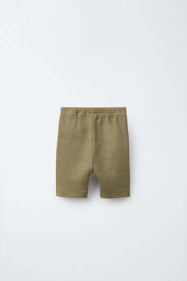 LEGGING CÔTELÉ CYCLISTE ÉTIQUETTE Kaki ZARA France