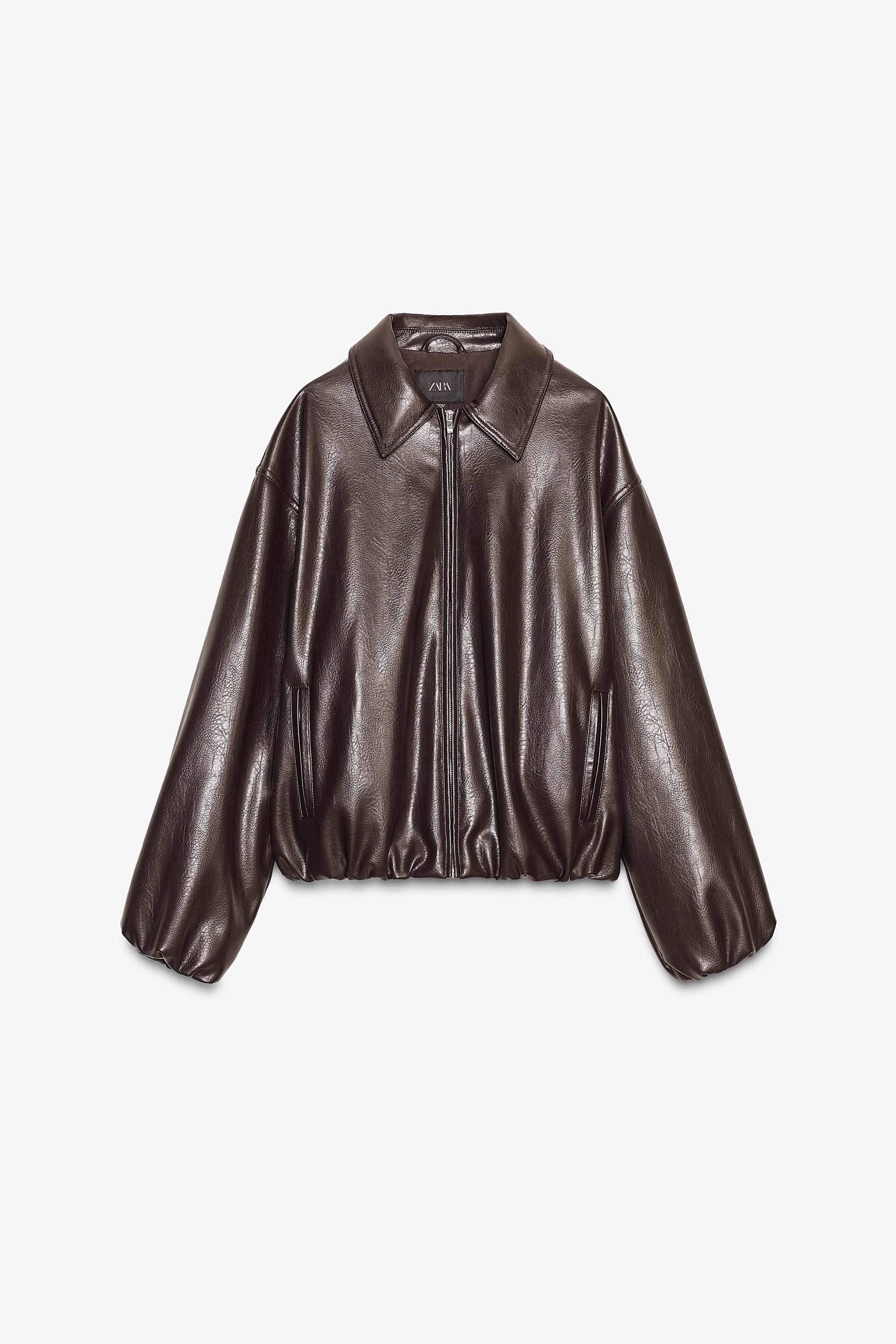 Bomber Jacket Cazadora Piel Negra Zara Chaqueta Bomber Zara Mujer