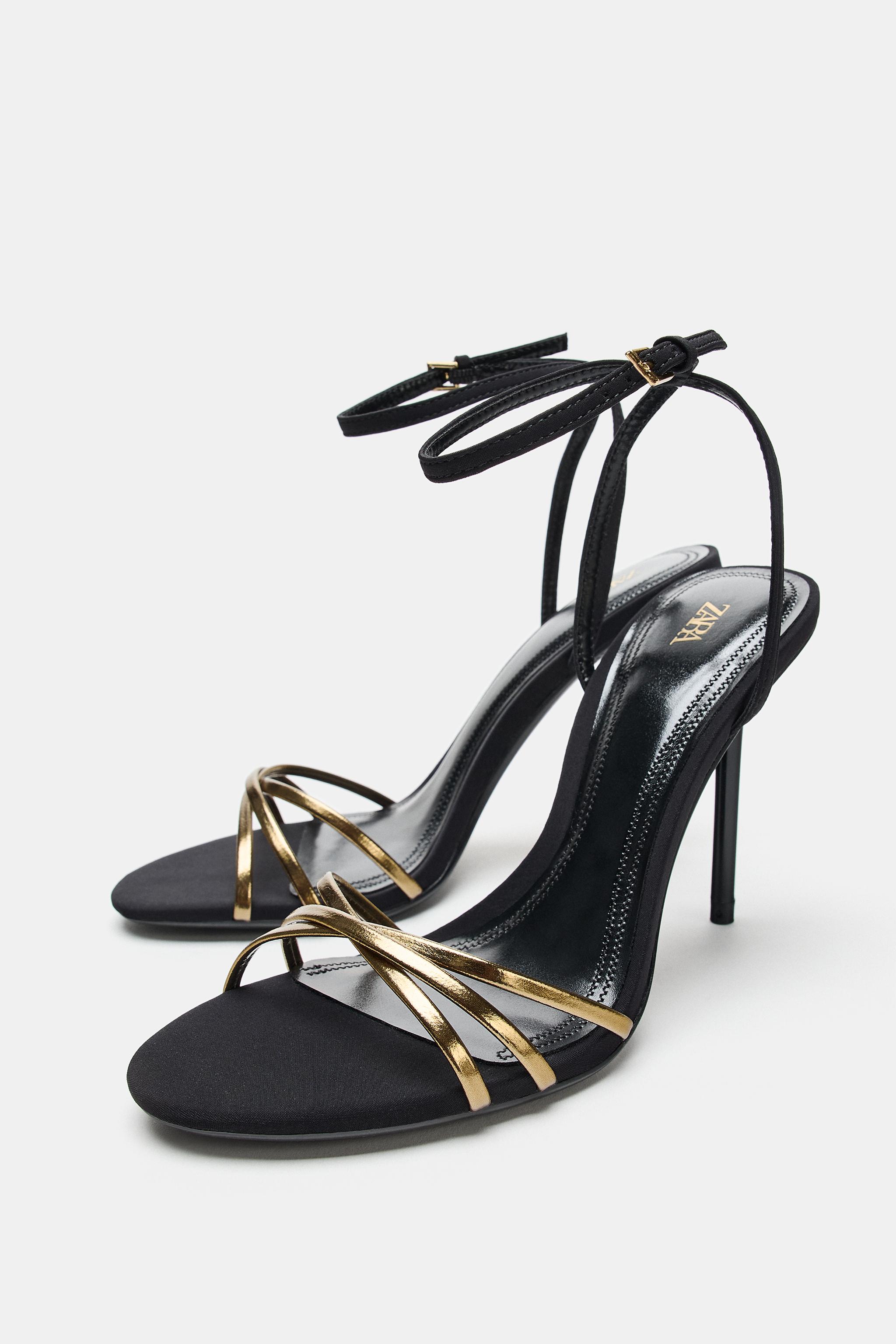 SANDALES À TALONS ET BRIDES MÉTALLISÉES