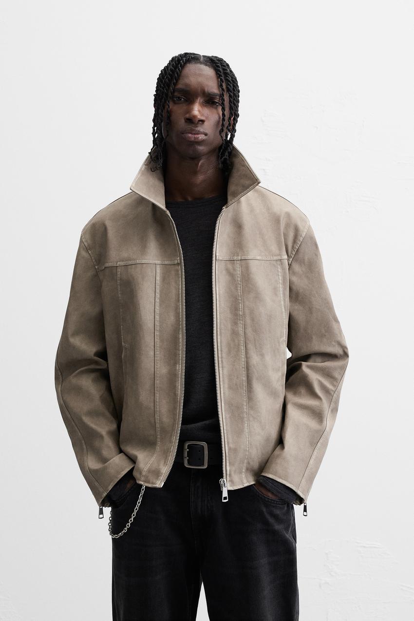 グラデーション フェイクレザー ジャケット - ベージュ | ZARA Japan 