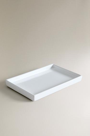 WHITE EARTHENWARE BATHROOM TRAY — White 2