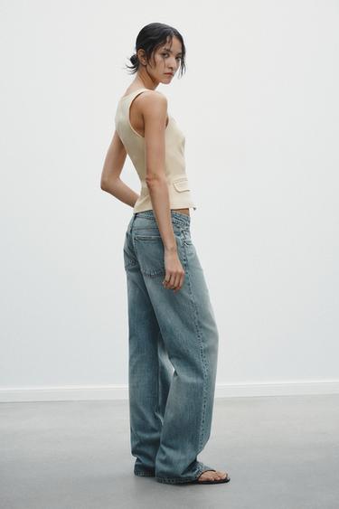 BUTTON-UP TOP - Beige by Zara - Image 3