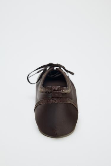 SPORTS BALLERINA WITH LACES - Brown by Zara - Image 4