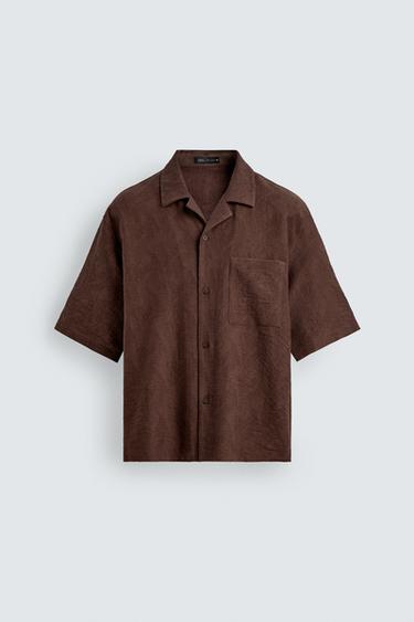 CAMISA RELAXED FIT JACQUARD - Marrón de Zara