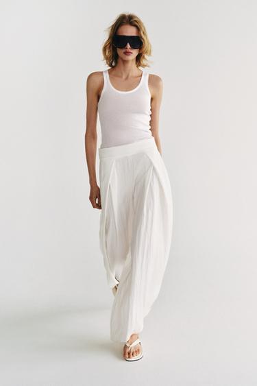 PANTALON À FENTES ZW COLLECTION - Blanc cassé de Zara