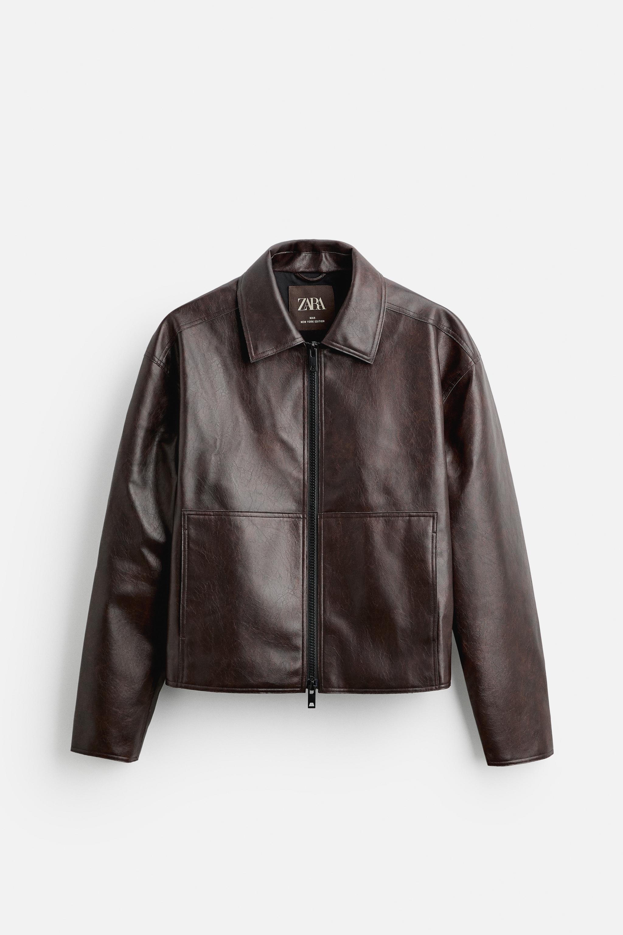 Mens zara leather jacket hotsell