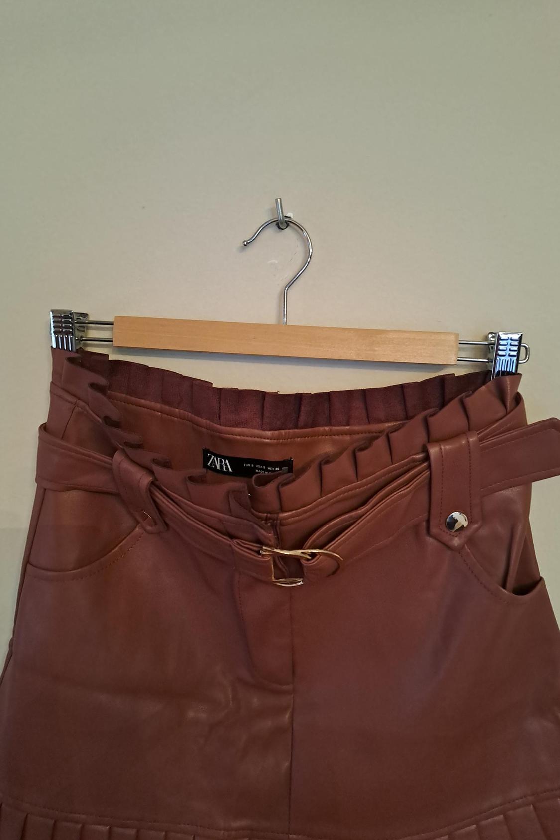 PLEATED FAUX LEATHER MINI SKIRT - Image 3