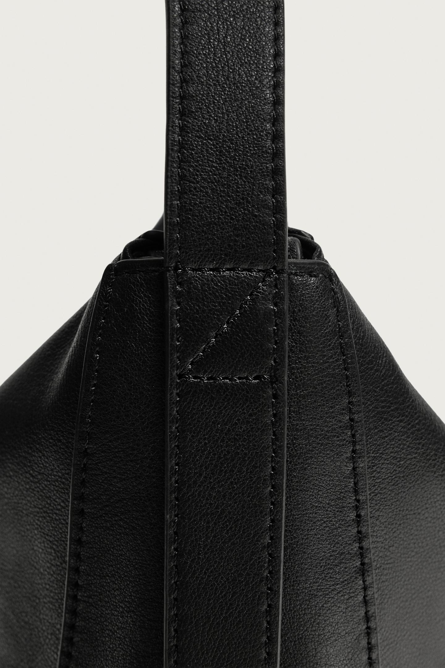 Мужская сумка Zara Leather Shoulder, цвет: Чёрный — фото 5