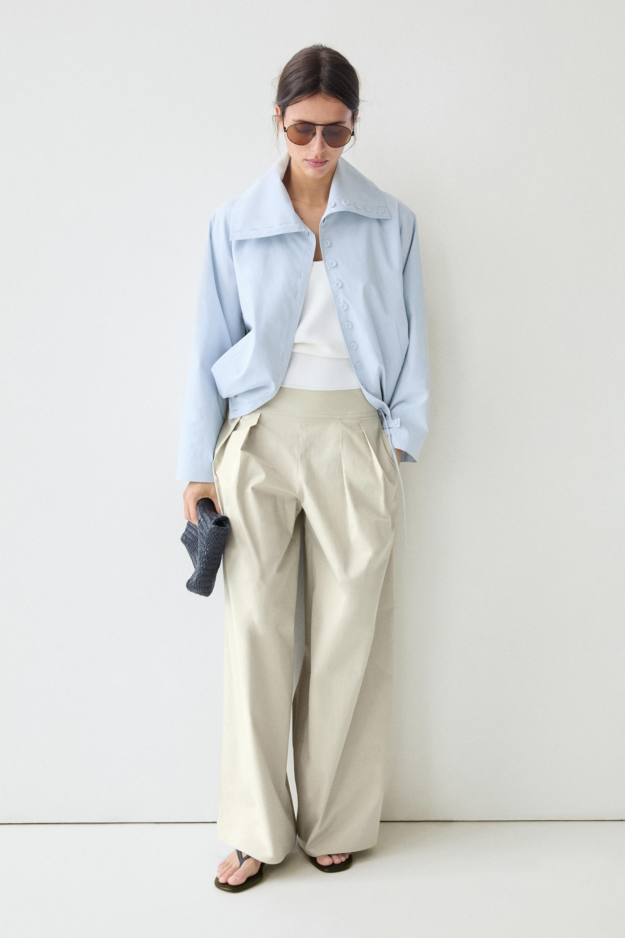 Wide-leg pants with pleated sash detail - Dark salmon | ZARA