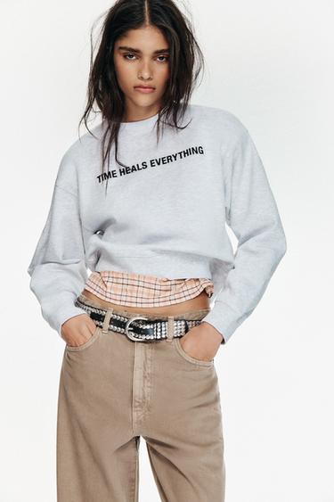 SUDADERA TEXTO CONTRASTE - Gris vigoré de Zara