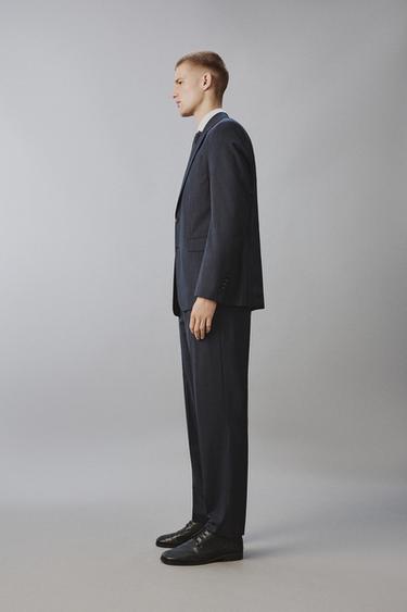 PANTALON DE COSTUME REGULAR FIT À CARREAUX - Bleu marine foncé de Zara - Image 3