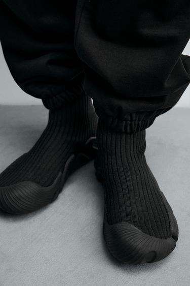 FABRIC HIGH-TOP TRAINERS - Black by Zara - Image 2