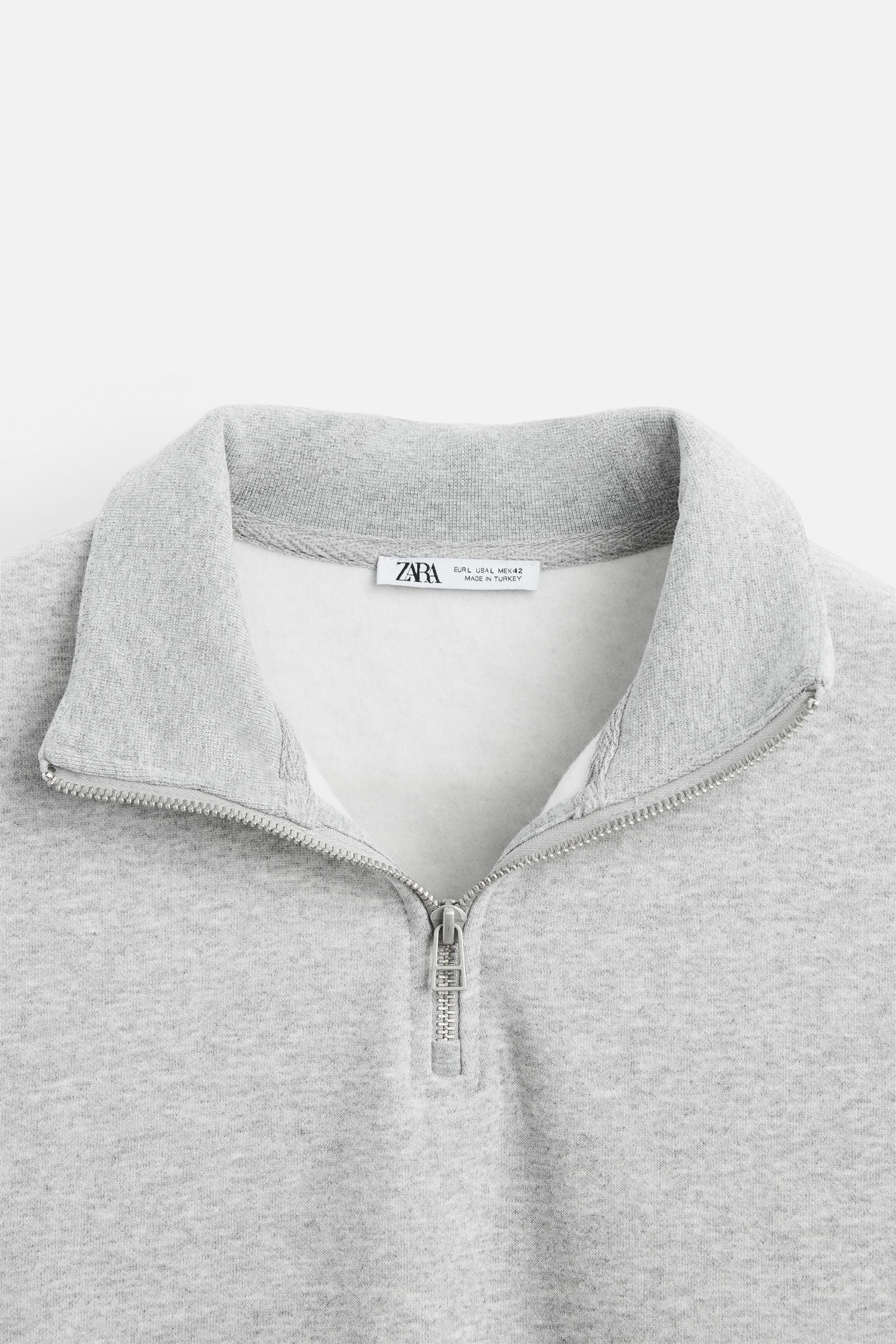 ジップアップベーシックスウェットシャツ - グレーマール | ZARA
