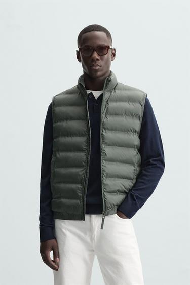 WATER-REPELLENT LIGHTWEIGHT PUFFER GILET - Green by Zara