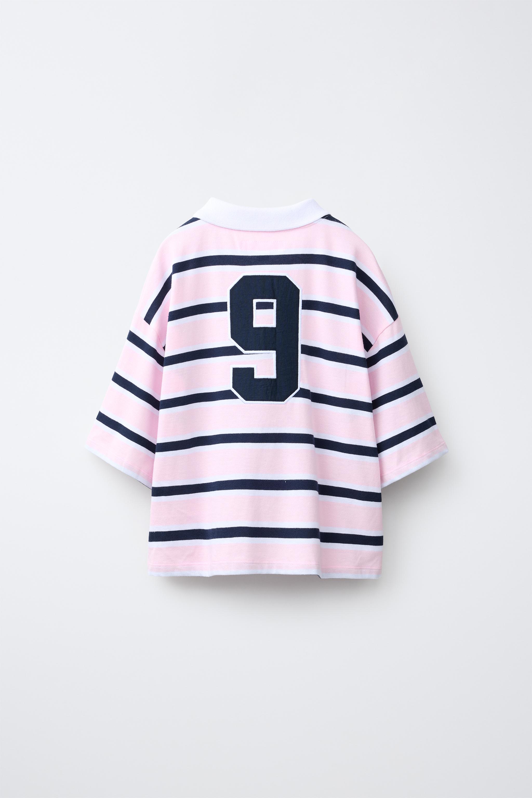 Детские рубашки Zara STRIPED POLO SHIRT WITH NUMBER — фото 3