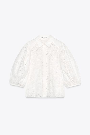 ZW COLLECTION SHIRT WITH CUTWORK EMBROIDERY - White by Zara - Image 4