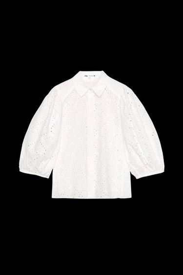 Zara ZW COLLECTION EYELET EMBROIDERY SHIRT - White - Image 0