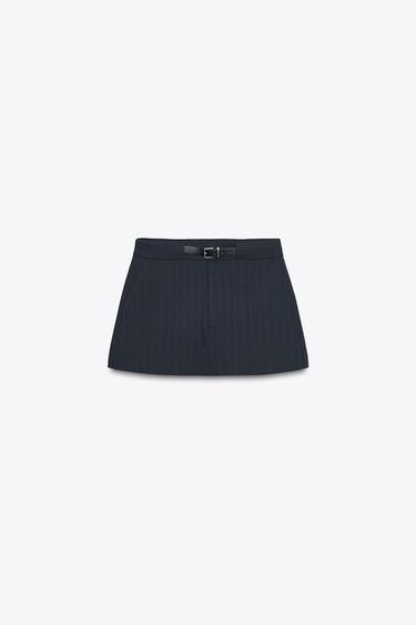 FALDA PANTALÓN CINTURÓN - Marino de Zara - Imagen 0