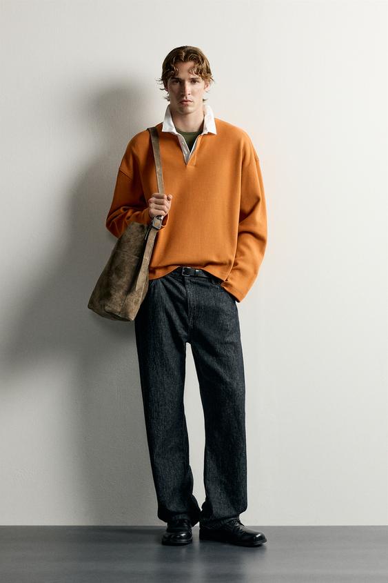 CONTRAST WAFFLE-KNIT POLO - Orange by Zara - Image 0