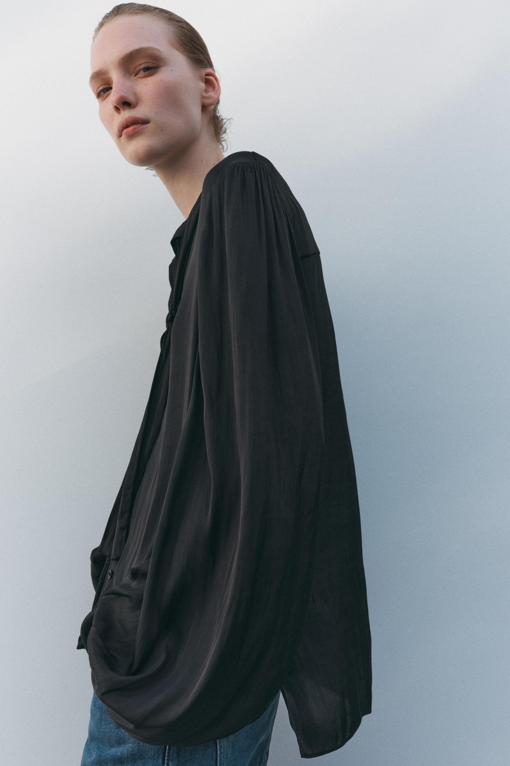 CAMISA DE MANGA BUFANTE ZW COLLECTION - Preto | ZARA Brasil