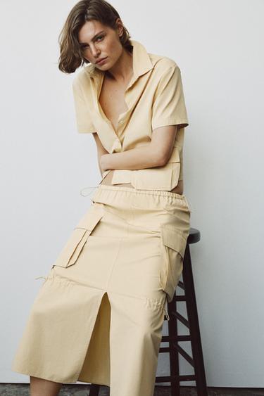 ZW COLLECTION CARGO MIDI SKIRT - Yellow by Zara - Image 2