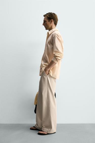 HERRINGBONE STRAIGHT-LEG TROUSERS - Ecru by Zara - Image 3