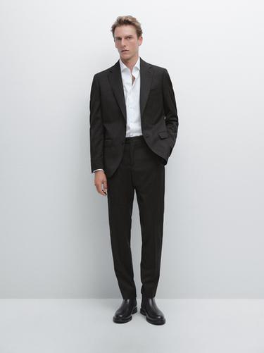 Americana traje 100% lana - Gris Antracita de Zara