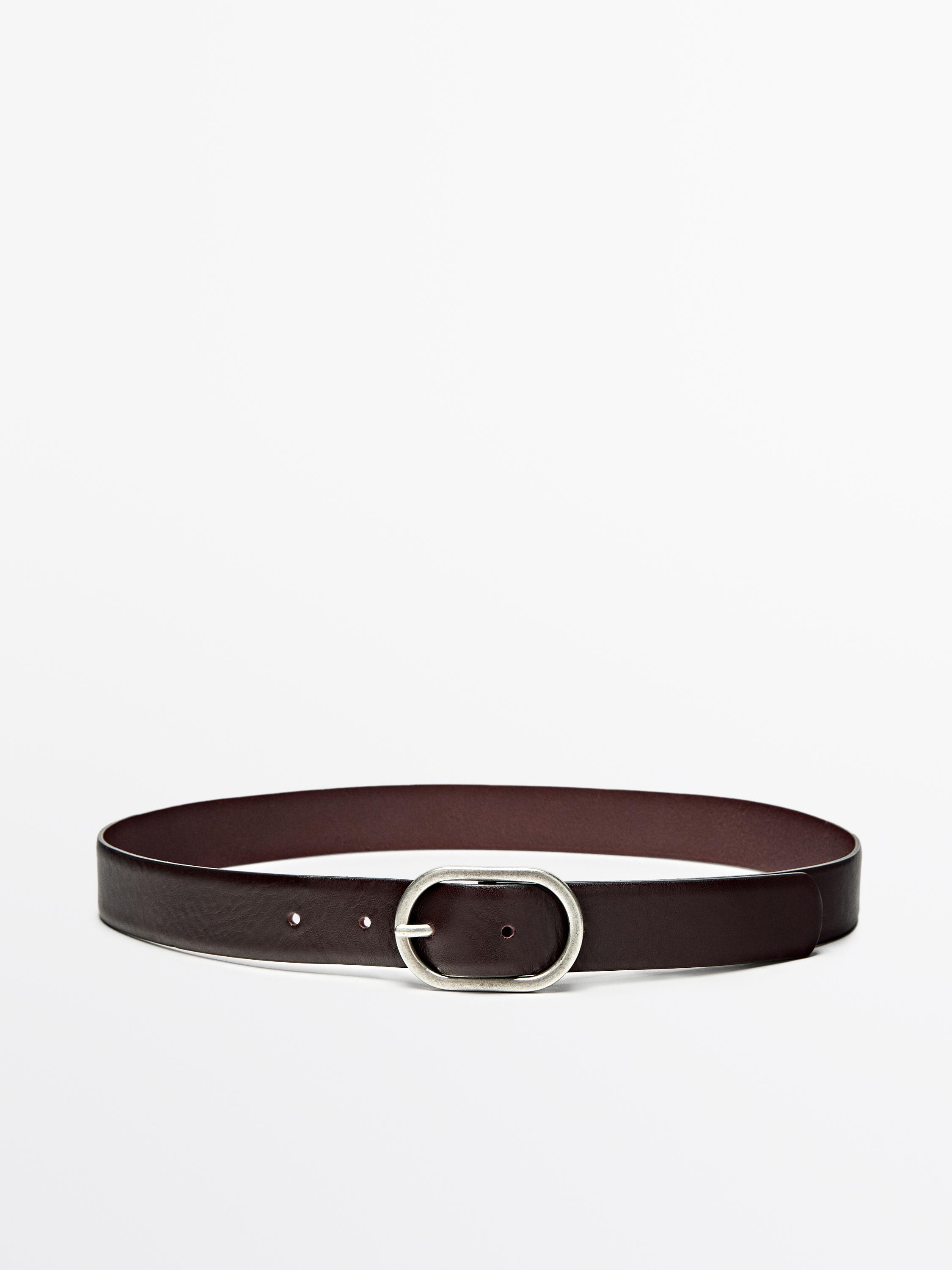 Ceinture boucle ovale en cuir nappa