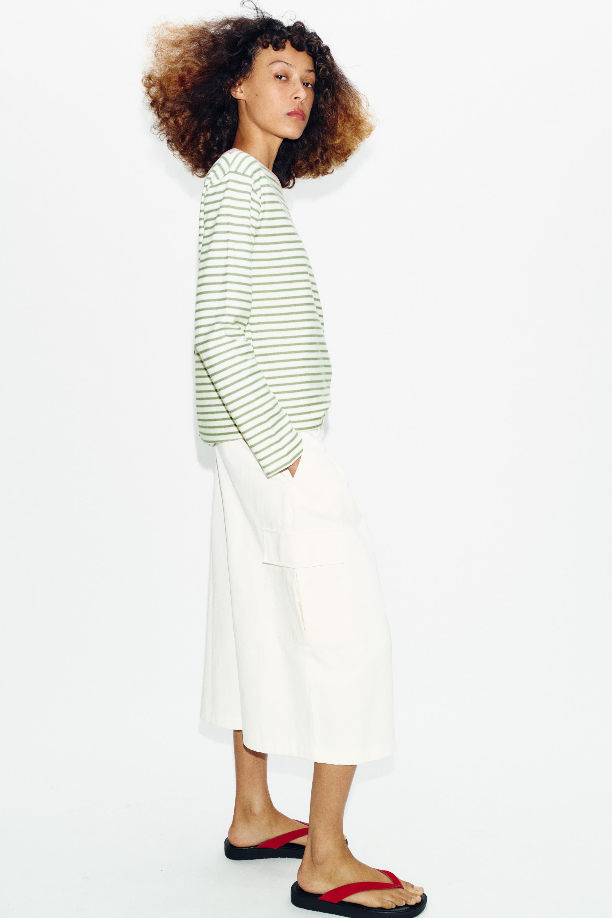 LONG SLEEVE STRIPED T-SHIRT — Green stripe