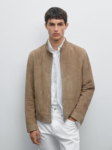 Zara Short suede goatskin jacket - Beige