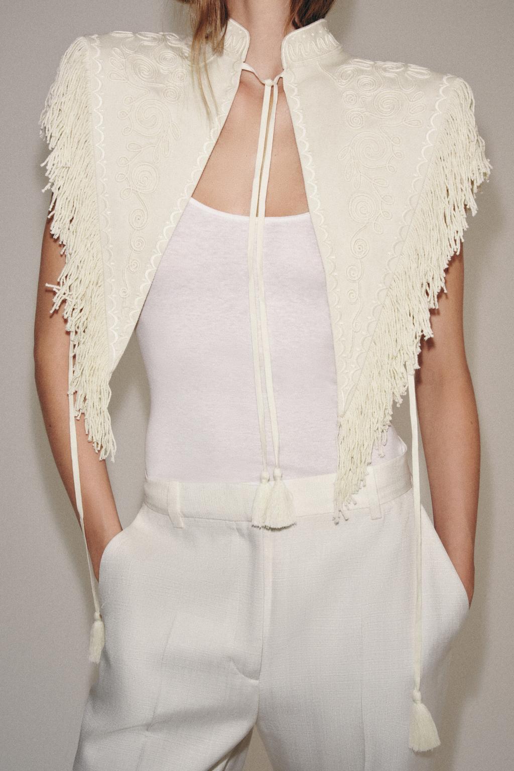 ZW COLLECTION FRINGED EMBROIDERED VEST - image 2