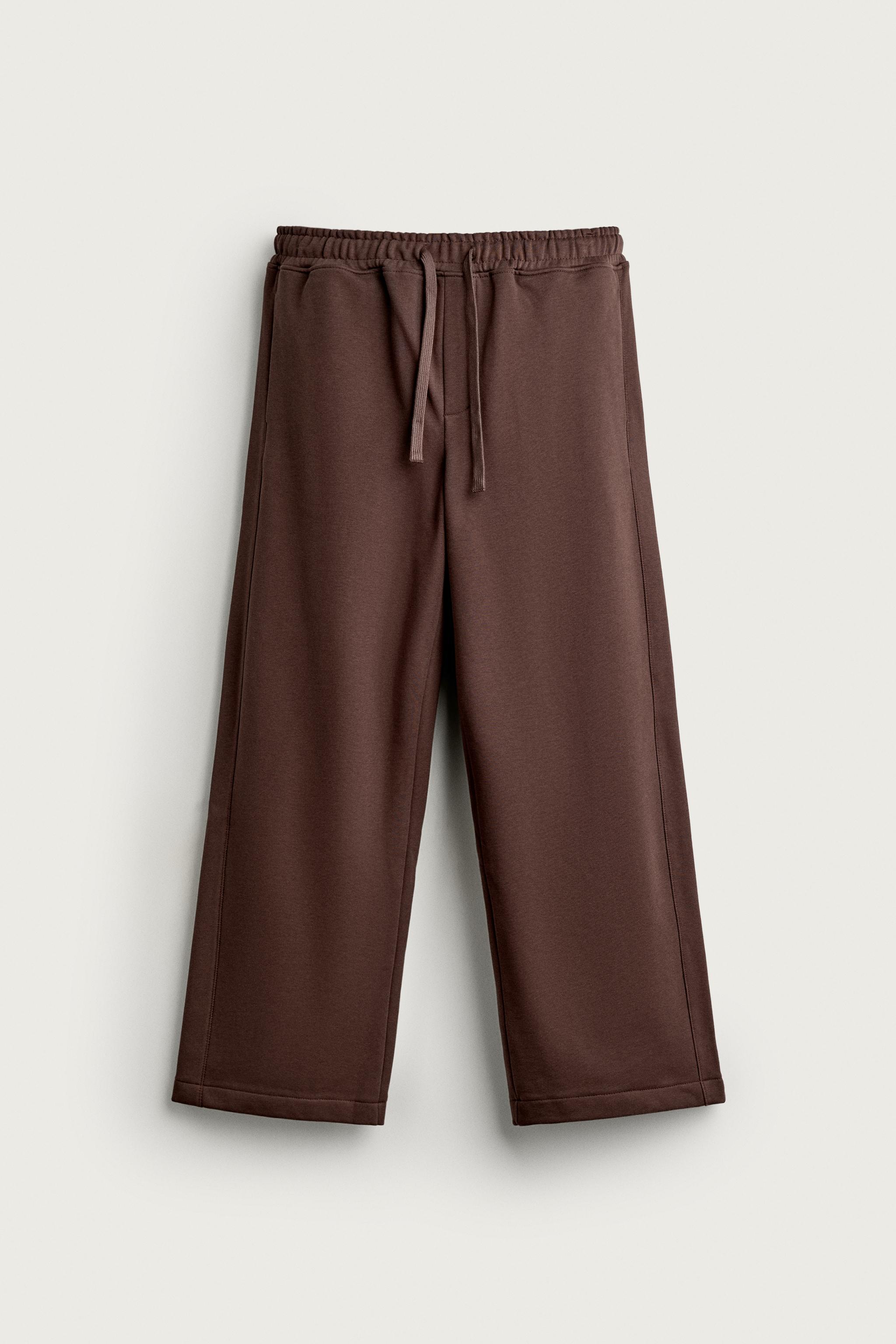 BASIC STRAIGHT-FIT SWEATPANTS — Brown