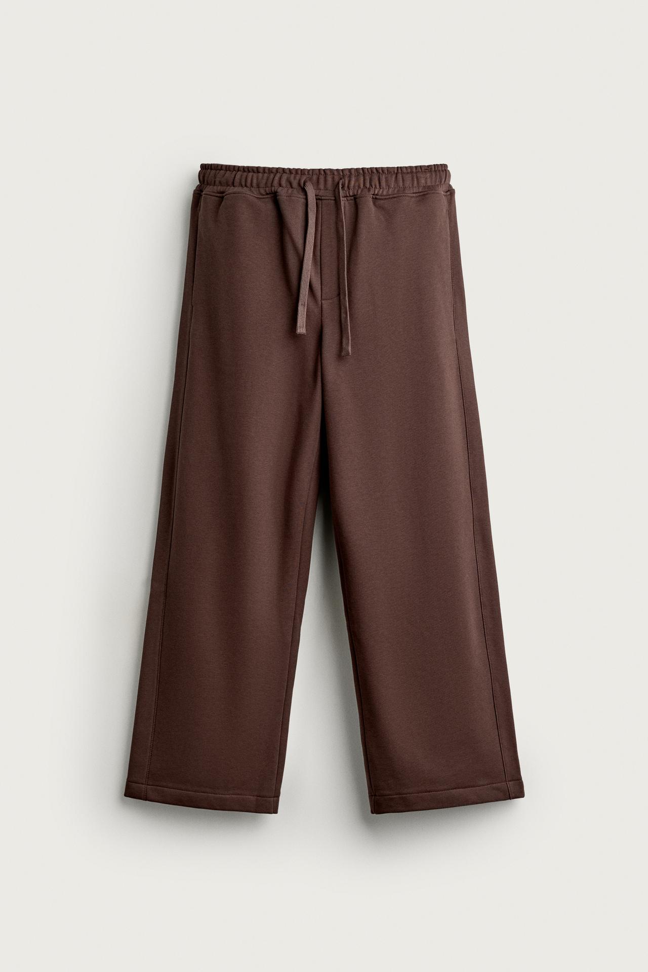 BASIC LOOSE-FIT SWEATPANTS — Brown