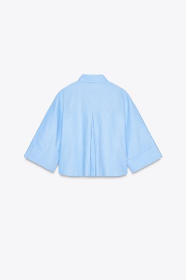 SHORT OXFORD SHIRT - Light blue by Zara - Image 4