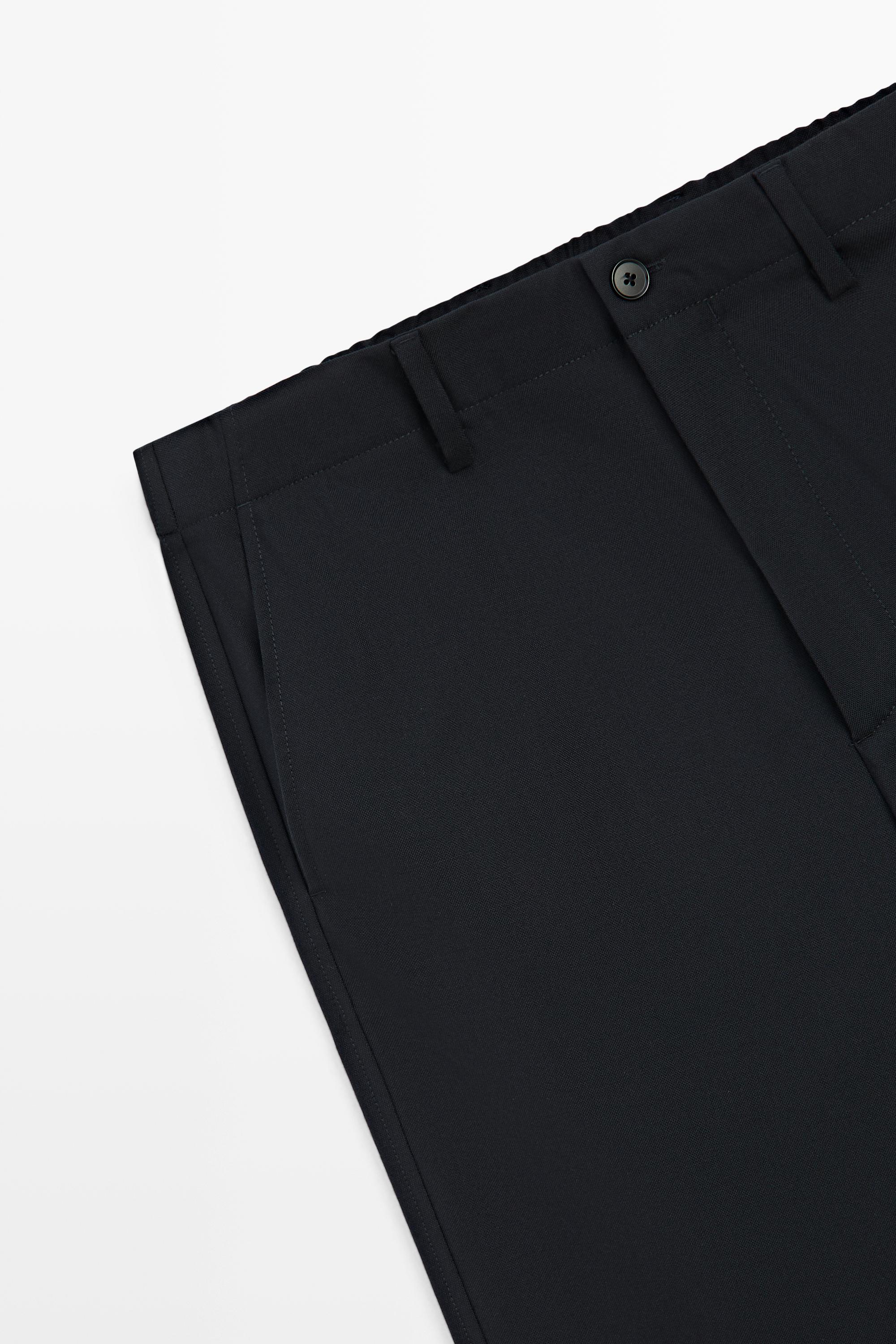 100% cool wool textured pants