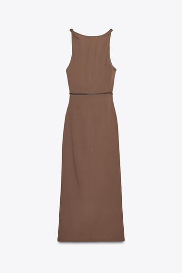 TEXTURED LONG DRESS - Brown by Zara - Image 7