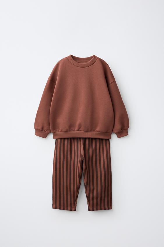 STRIPED SWEATSHIRT AND WIDE-LEG TROUSERS SET - Brick by Zara - Image 0