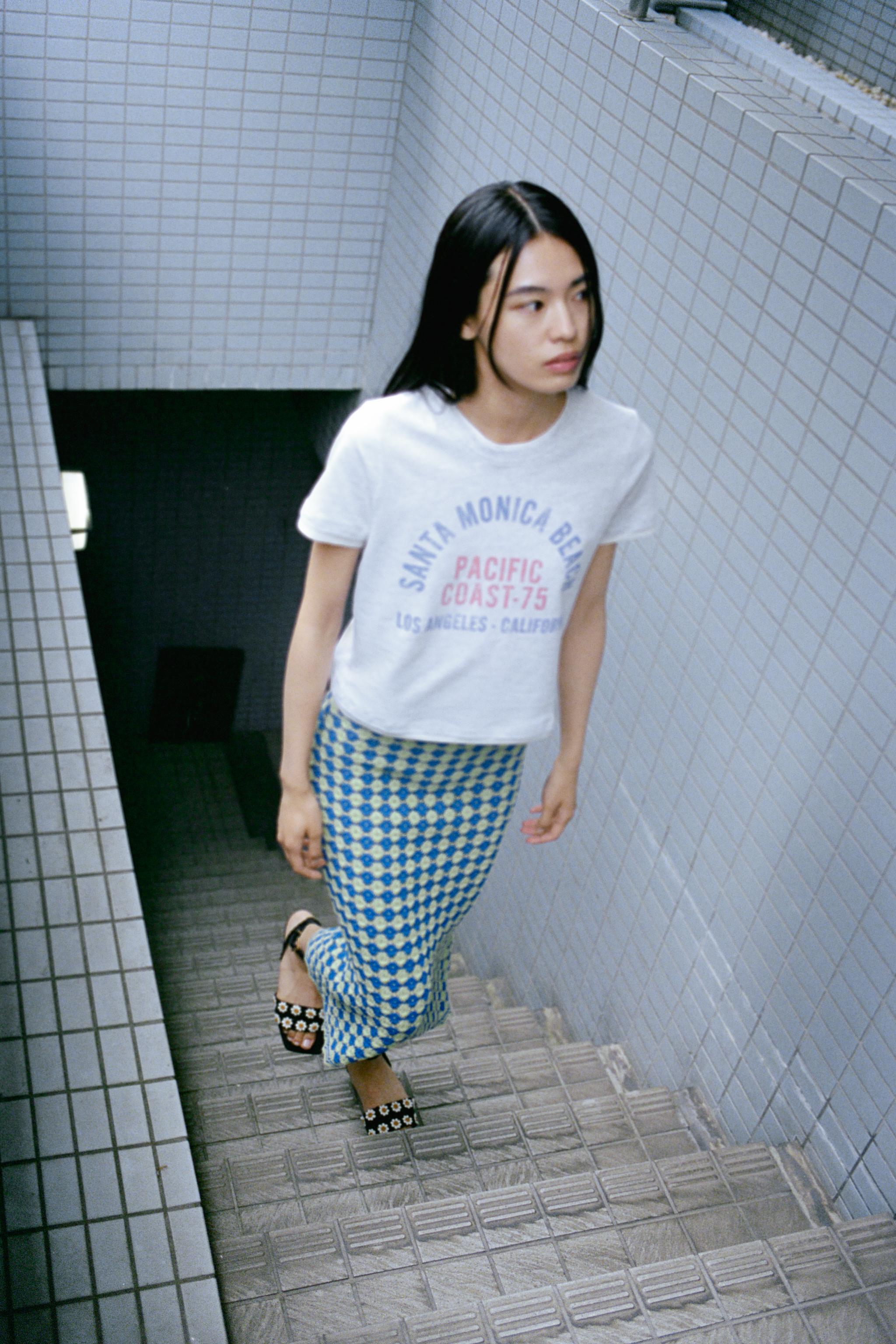 ストラクチャーニットスカート - ブルー/グリーン | ZARA Japan