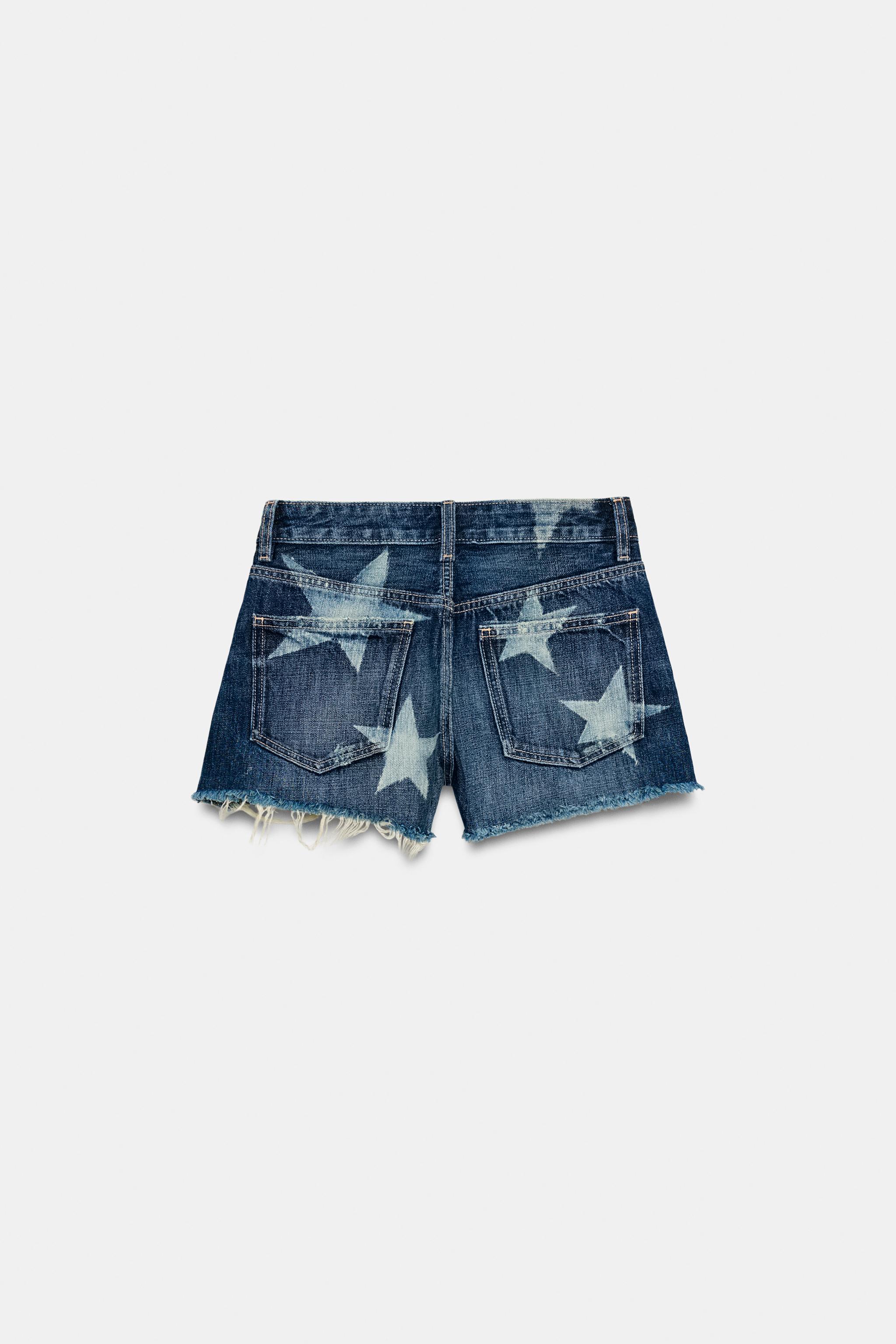SHORT EN JEAN TRF TAILLE MI-HAUTE ÉTOILES