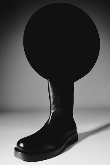 LEATHER KNEE-HIGH BOOTS - Black by Zara