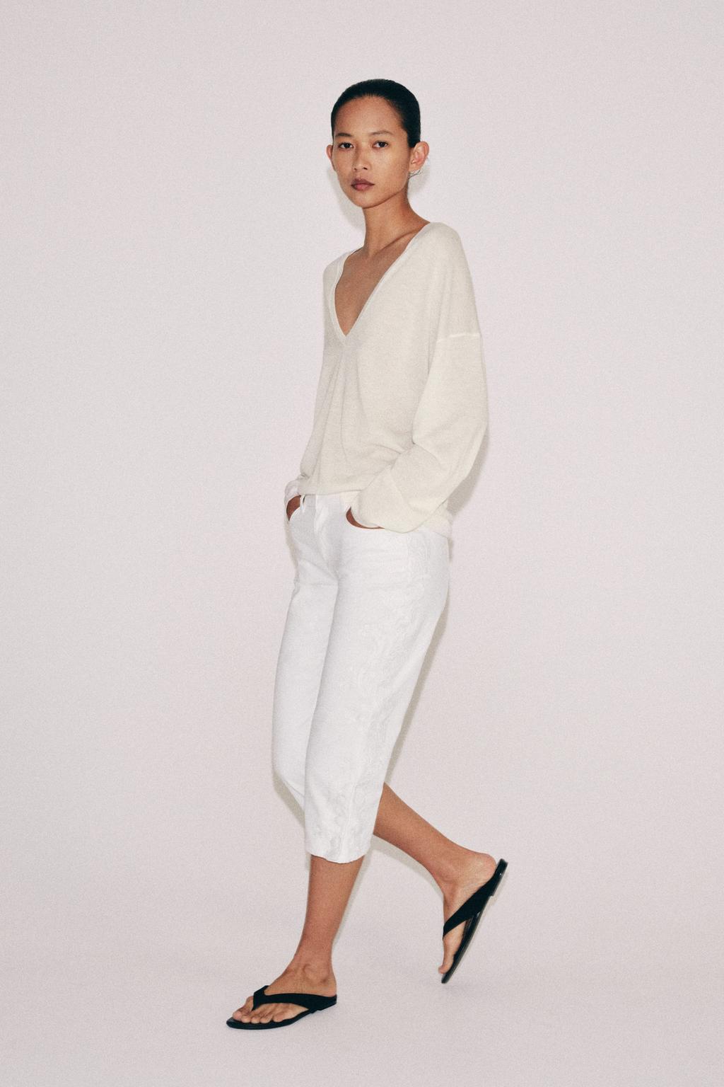ZW COLLECTION EMBROIDERED MID-RISE CAPRI JEANS - image 3