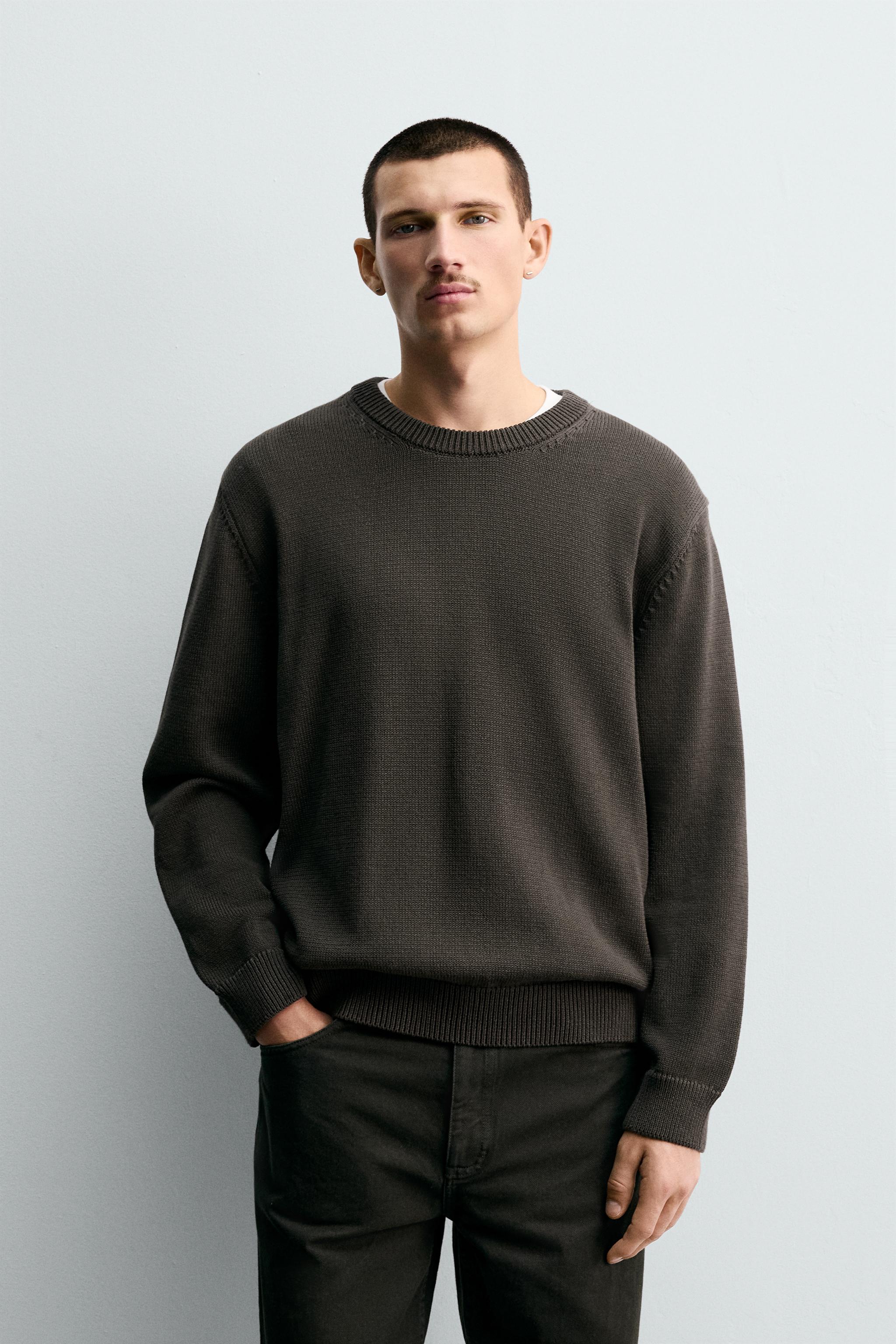 SUÉTER REGULAR FIT ALGODÃO - Azul-marinho-escuro | ZARA Brasil
