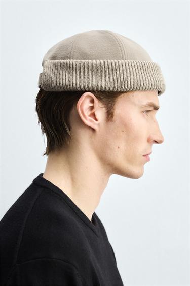 CONTRAST SHORT BEANIE - Beige by Zara - Image 1