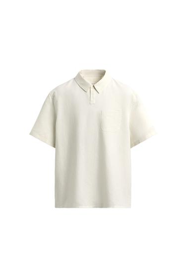 POLO REGULAR FIT CHANVRE ET COTON - Blanc de Zara