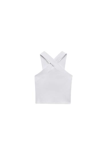 RIBBED HALTER TOP